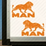 Orange Man Truck Body Stickers, Full Lion with Text Logo