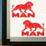 Red Man Truck Body Stickers, Full Lion with Text Logo