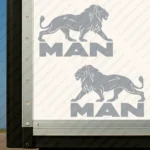 Silver Man Truck Body Stickers, Full Lion with Text Logo