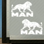 White Man Truck Body Stickers, Full Lion with Text Logo