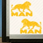 Yellow Man Truck Body Stickers, Full Lion with Text Logo