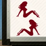 Burgundy Mercedes Truck Body Stickers, Woman with Actros Logo