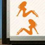 Orange Mercedes Truck Body Stickers, Woman with Actros Logo