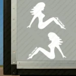 White Mercedes Truck Body Stickers, Woman with Actros Logo