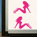Fuchsia Mercedes Truck Body Stickers, Woman with Atego Logo