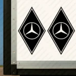 Black Mercedes Truck Body Stickers, Rhombus with Bold Classic Logo