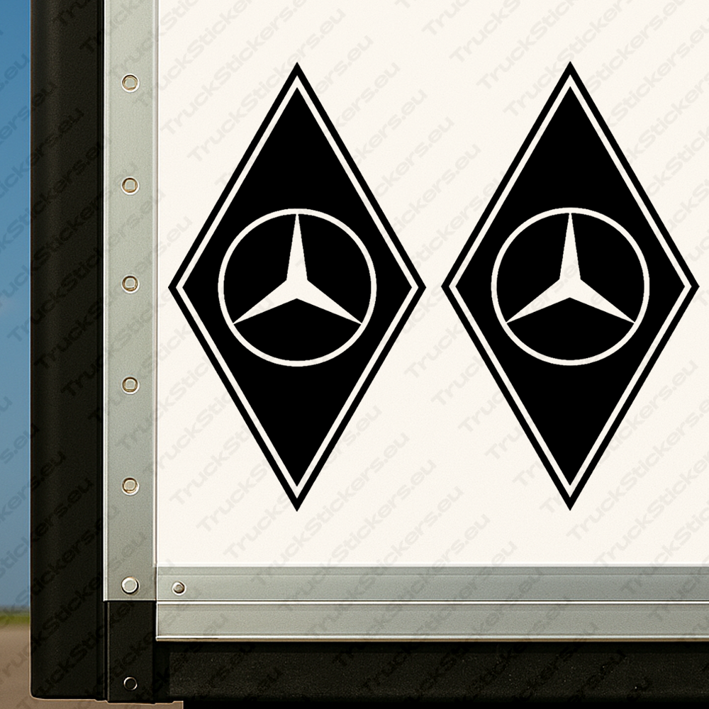 Black Mercedes Truck Body Stickers, Rhombus with Bold Classic Logo