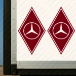 Burgundy Mercedes Truck Body Stickers, Rhombus with Bold Classic Logo
