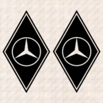 Closeup of Mercedes Truck Body Stickers, Rhombus with Bold Classic Logo