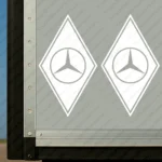 White Mercedes Truck Body Stickers, Rhombus with Bold Classic Logo