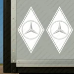 White Mercedes Truck Body Stickers, Rhombus with Classic Logo