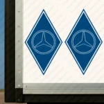 Blue Mercedes Truck Body Stickers, Rhombus with Classic Logo Outline