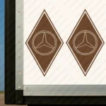 Brown Mercedes Truck Body Stickers, Rhombus with Classic Logo Outline