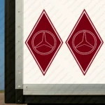 Burgundy Mercedes Truck Body Stickers, Rhombus with Classic Logo Outline