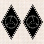 Closeup of Mercedes Truck Body Stickers, Rhombus with Classic Logo Outline