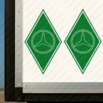 Greece Mercedes Truck Body Stickers, Rhombus with Classic Logo Outline