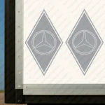 Silver Mercedes Truck Body Stickers, Rhombus with Classic Logo Outline