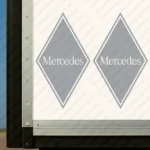 Silver Mercedes Truck Body Stickers, Rhombus with Classic Text Logo