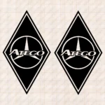 Closeup of Mercedes Truck Body Stickers, Rhombus with Atego and Bold Classic Logo