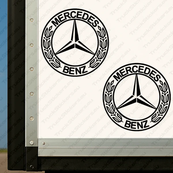 Black Mercedes Truck Body Stickers, Retro Logo Outline