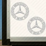 Silver Mercedes Truck Body Stickers, Retro Logo Outline