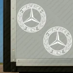 White Mercedes Truck Body Stickers, Retro Logo Outline