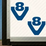 Blue Mercedes Truck Body Stickers, Bold V8 Logo