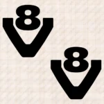 Closeup of Mercedes Truck Body Stickers, Bold V8 Logo