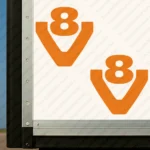 Orange Mercedes Truck Body Stickers, Bold V8 Logo