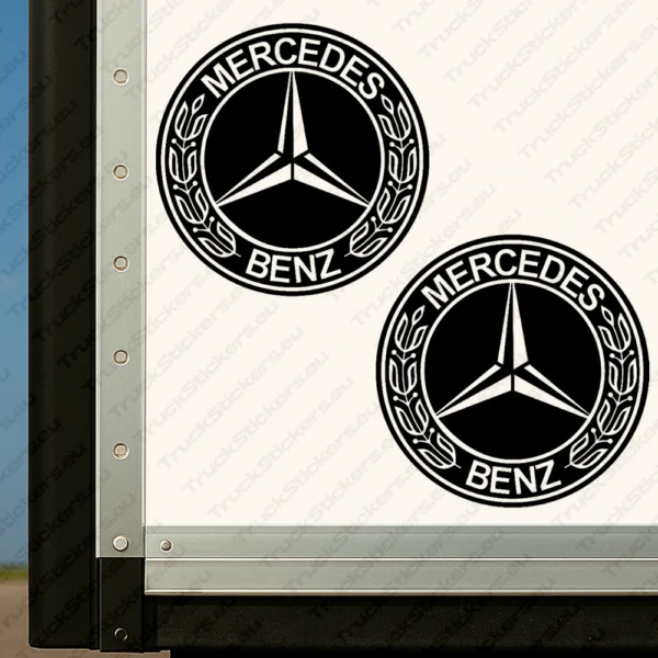 Black Mercedes Truck Body Stickers, Retro Logo Bold