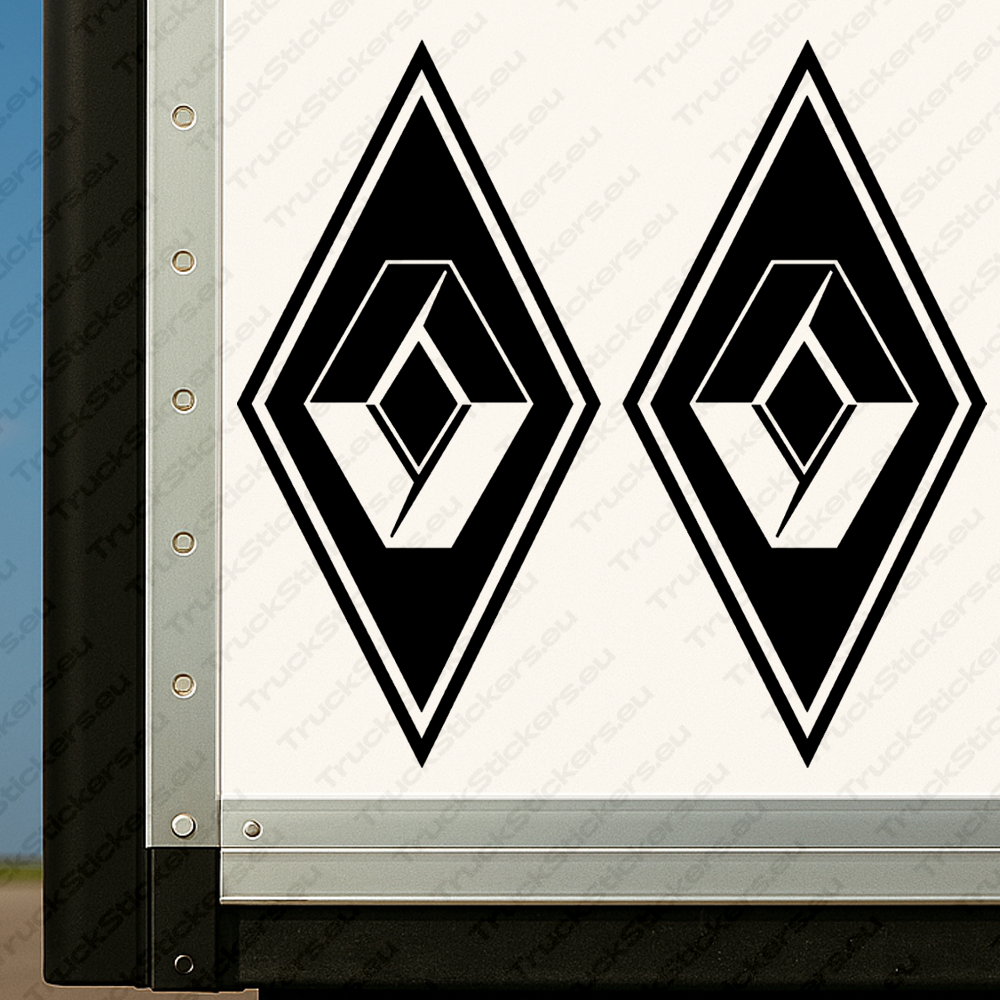 Black Renault Truck Body Stickers, Rhombus with Logo without Text