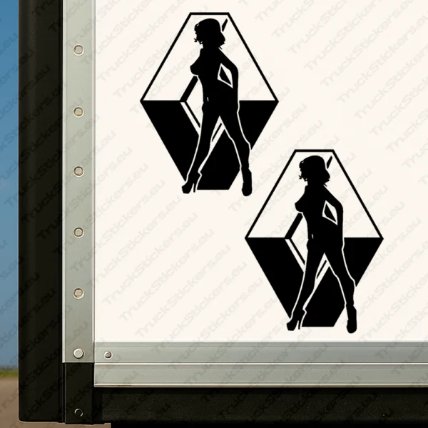 Black Renault Truck Body Stickers, Classic Logo with Woman