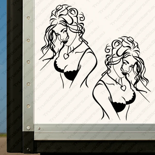 Black Women Truck Body Stickers