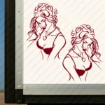 Burgundy Women Truck Body Stickers