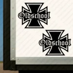 Black Oldschool Cross Truck Body Stickers