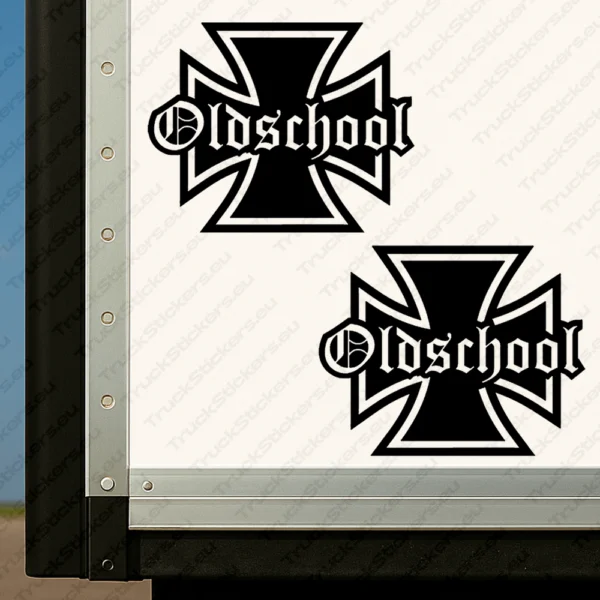 Black Oldschool Cross Truck Body Stickers