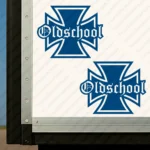 Blue Oldschool Cross Truck Body Stickers