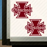Burgundy Oldschool Cross Truck Body Stickers