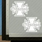 White Oldschool Cross Truck Body Stickers