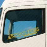 Yellow Scania Truck Window Sticker, V8 Super Streamline with Text Logo Outline