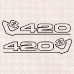 Closeup of Scania Truck Window Sticker, V8 420 Outline