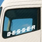 White Besser Truck Window Sticker, Besser Logo