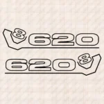 Closeup of Scania Truck Window Sticker, V8 620 Outline