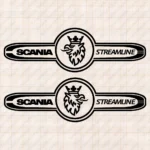 Closeup of Scania Truck Window Sticker Streamline with Griffin Inside Frame
