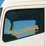Gold Scania Truck Window Sticker, Topline with Bold Text Logo and Wings