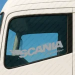 Silver Scania Truck Window Sticker, Topline with Bold Text Logo and Wings