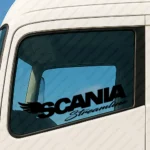 Black Scania Truck Window Sticker, Streamline with Bold Text Logo and Wings