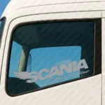 Silver Scania Truck Window Sticker, Streamline with Bold Text Logo and Wings