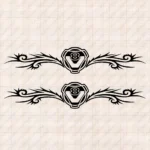 Closeup of Scania Truck Window Sticker, V8 Badge with Dynamic Wave Graphics