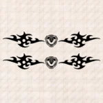 Closeup of Scania Truck Window Sticker, V8 Round Badge with Dynamic Wave Graphics